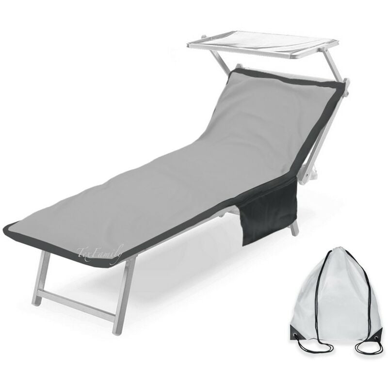 foto del prodotto telo mare lettino teddy in microfibra con tasche misura cm. 80 x 190 grigio