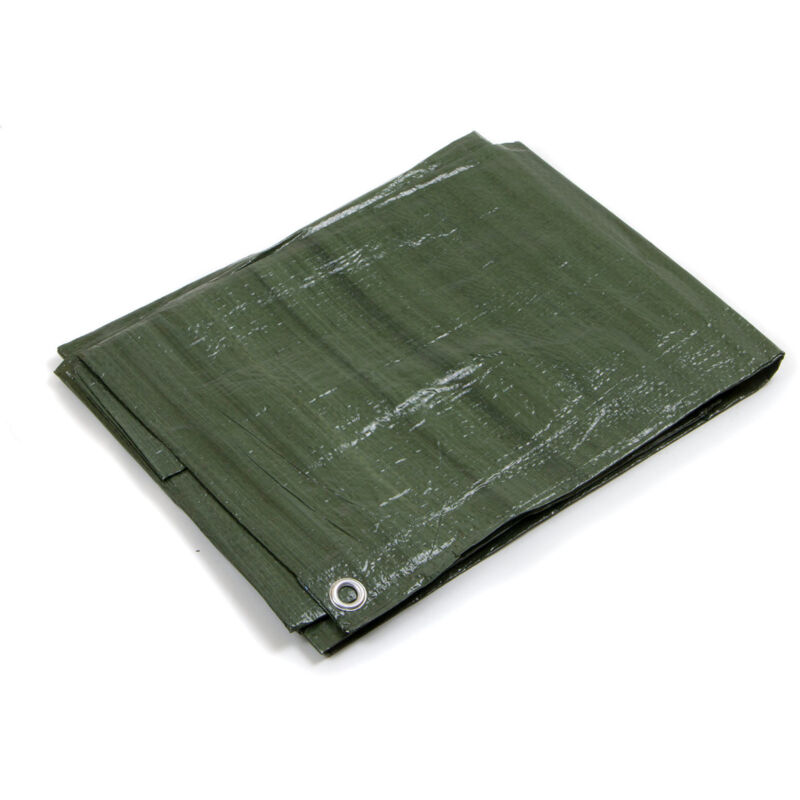 foto del prodotto telo occhiellato 85 gr verde blu impermeabile copritutto multiuso misura 6x8mt sti