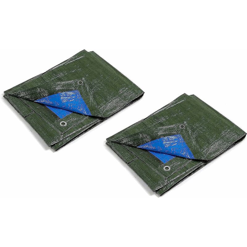foto del prodotto telo occhiellato mt 3 x 2 verde blu con angoli rinforzati pz 2 