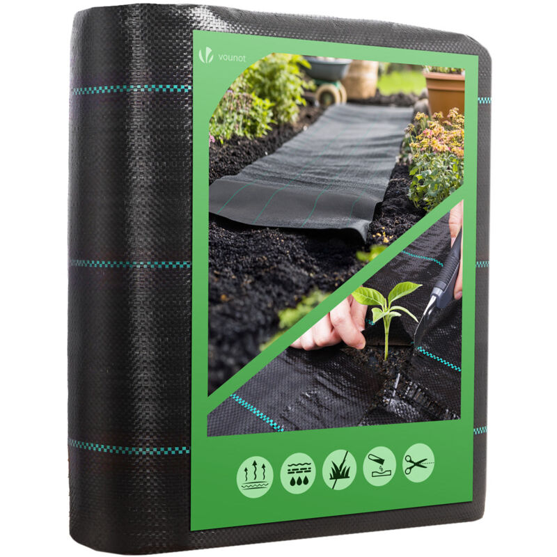 foto del prodotto telo pacciamatura 2m x 25m 100g m , telo anti erbacce per orto, giardino, nero vounot