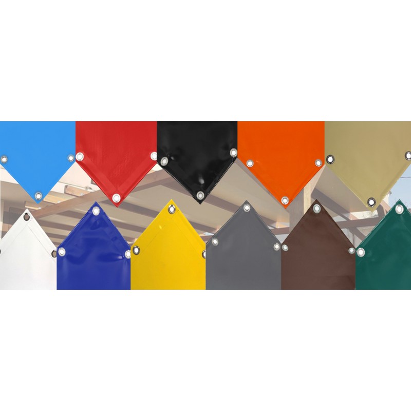 foto del prodotto telo pvc impermeabile grigio telone occhiellato 650g/mq copertura esterna 6x7m resistente protezione multiuso