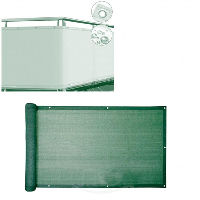 foto del prodotto telo rete ombreggiante per balconi frangivista 160gr/mq occhiellato fune 90x600cm