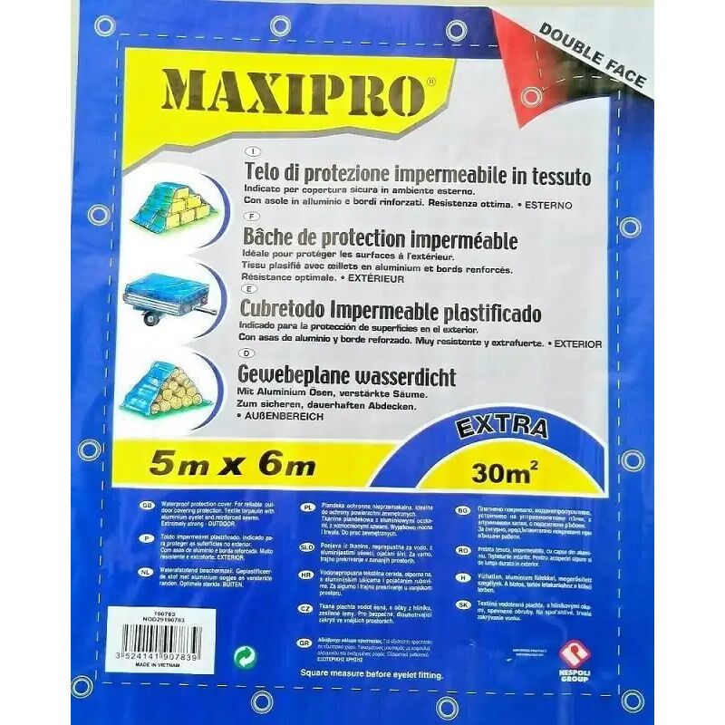 foto del prodotto telo telone copritutto in pvc impermeabile con occhielli 30m 5mx6m 100 110 gr