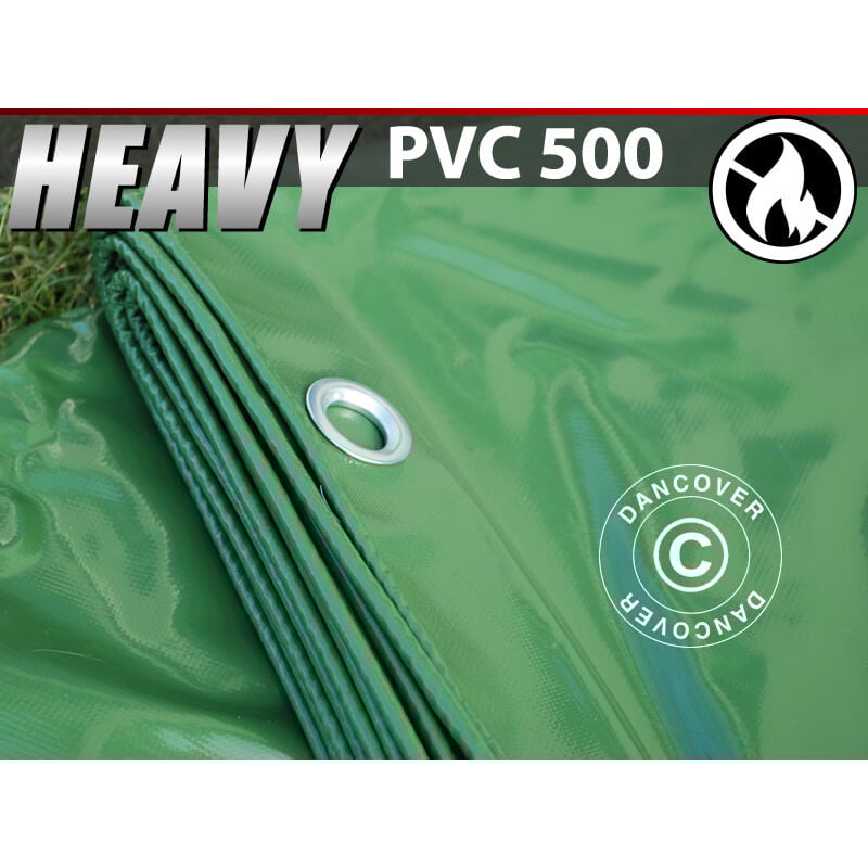 foto del prodotto telo telone occhiellato 10x12m, pvc 500g m , verde, ignifugo