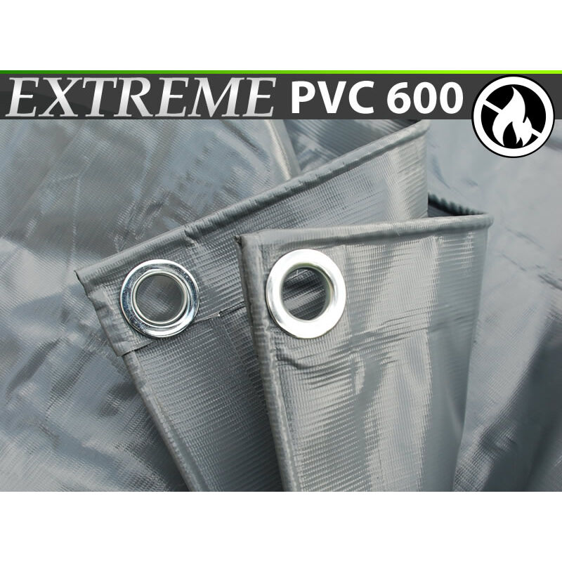 foto del prodotto telo telone occhiellato 6x10m, pvc 600g m , grigio, ignifugo