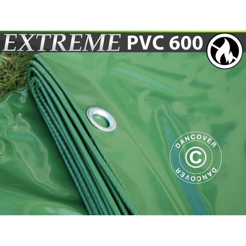 foto del prodotto telo telone occhiellato 6x12m, pvc 600g m , verde, ignifugo