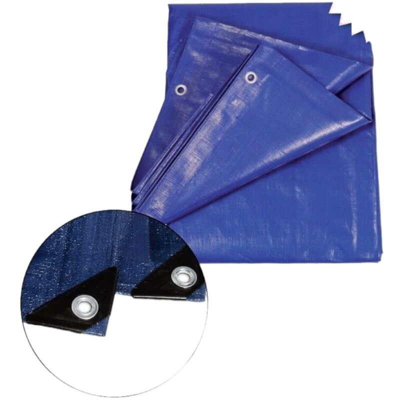 foto del prodotto telo telone occhiellato impermeabile angoli rinforzati blu polietilene 90 gr m 5x6 mt - misure 4x6 mt