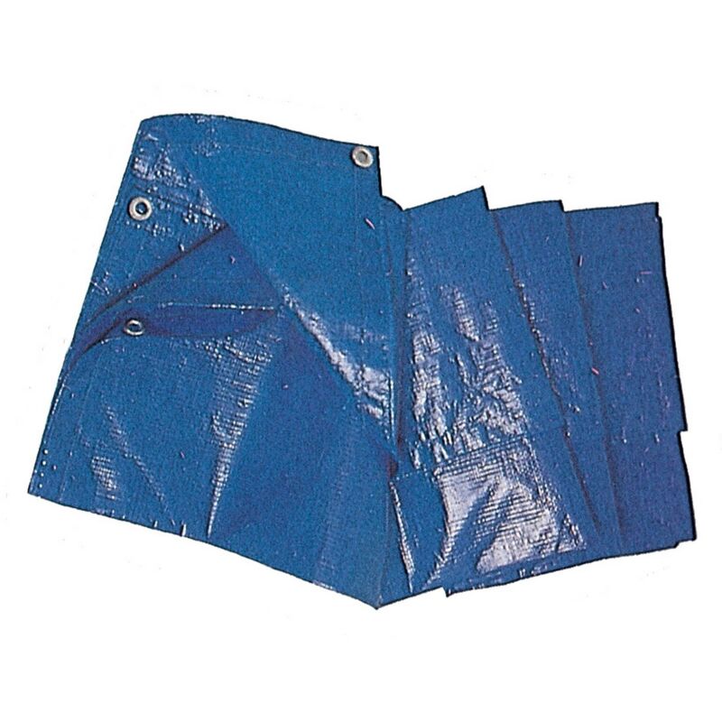 foto del prodotto telone blu in polietilene standard 8x10 mt telo di copertura impermeabile con occhioli e rinforzato ai bordi
