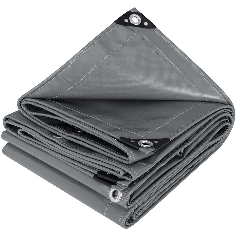 foto del prodotto telone impermeabile pvc 500g m telo di protezione antipioggia da esterno grigio scuro 4x5m woltu