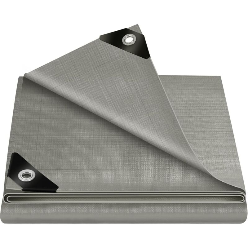 foto del prodotto telone impermeabile telo di protezione antipioggia copertura pe 280g m 5x5m grigio woltu