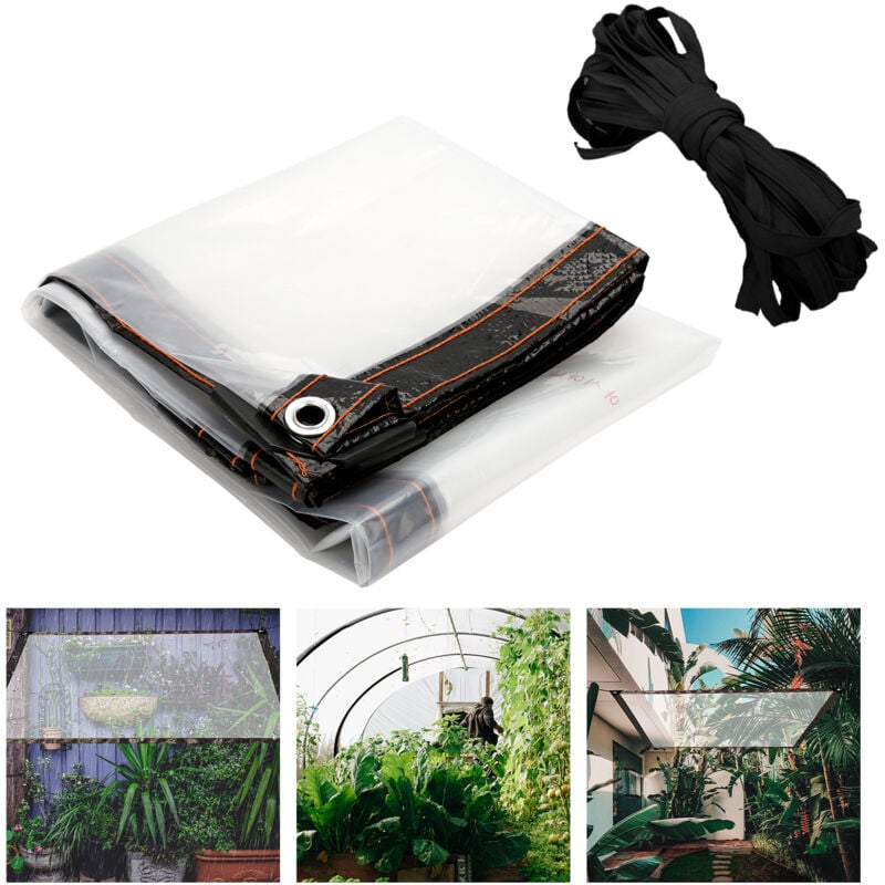 foto del prodotto telone impermeabile trasparente con occhielli. varie dimensioni. copertura protettiva per giardino 300 500 cm