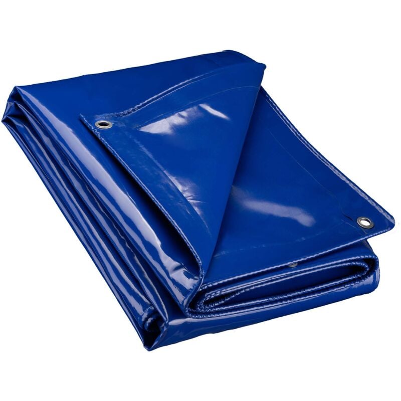 foto del prodotto telone occhiellato blu 4 x 7 m resistente alle intemperie e a raggi uv, impermeabile, robusto telo di protezione in poliestere 650 g m con