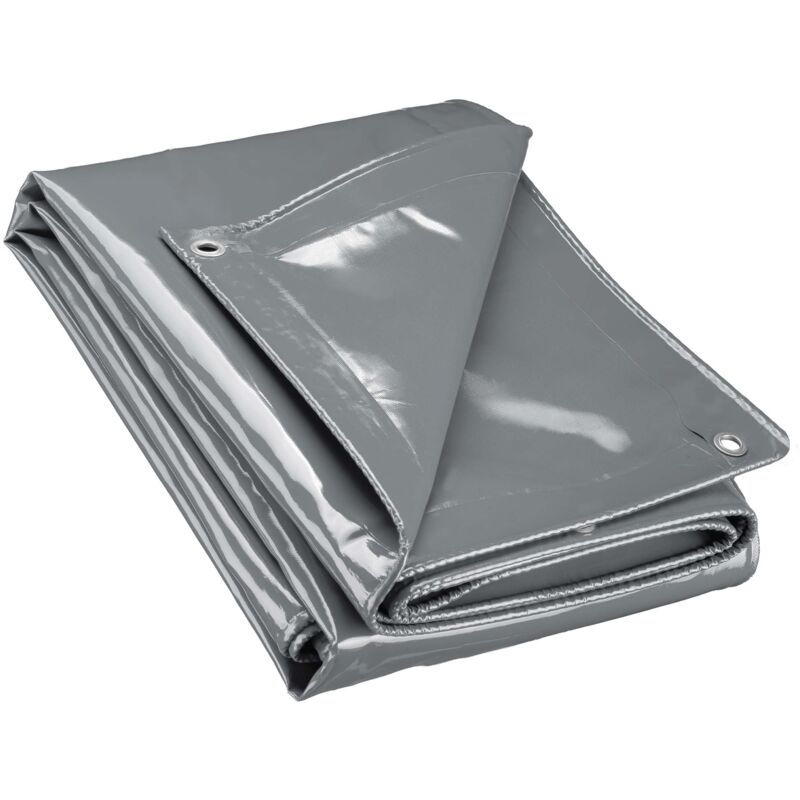 immagine 0 del prodotto telone occhiellato grigio 4 x 7 m resistente alle intemperie e a raggi uv, impermeabile, robusto telo di protezione in poliestere 650 g m con