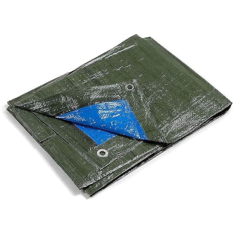 foto del prodotto telone occhiellato impermeabile da 80 g m verde e blu varie misure misura 5x8