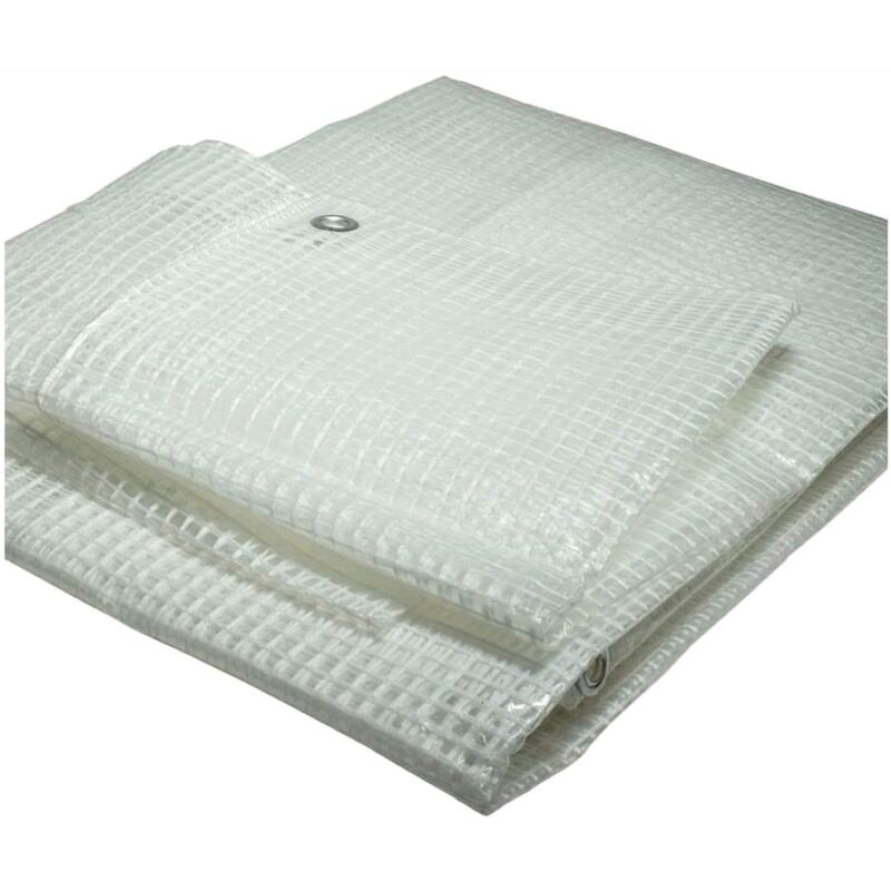 foto del prodotto telone telo occhiellato retinato 3x3,5 mt in pvc trasparente multiuso