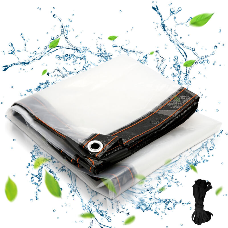 foto del prodotto telone trasparente impermeabile 200 x 500 cm. resistente ai raggi uv. adatto. durevole con occhielli