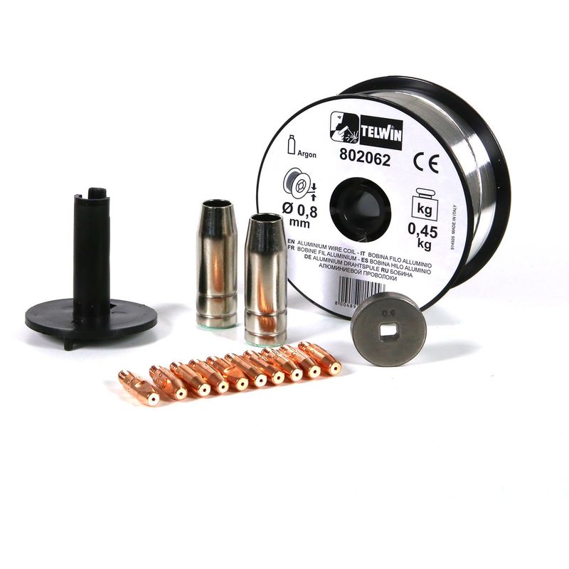 foto del prodotto telwin 802036 kit saldatura alluminio d. 0.8 mm per mig mag