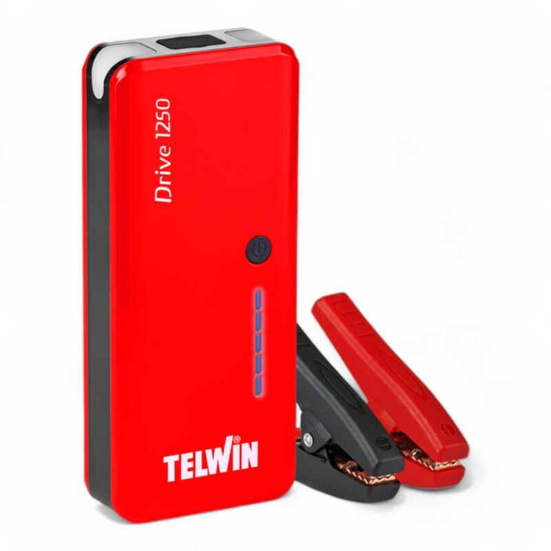 foto del prodotto telwin avviatore di emergenza per auto power bank drive 9000 mah con torcia e attacchi usb