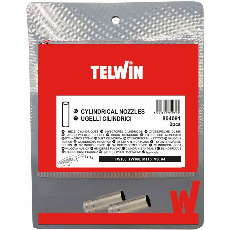 foto del prodotto telwin kit 2 ugelli cilindrici per torce mig 804091 tw160 tw180 mt15 m6 k4