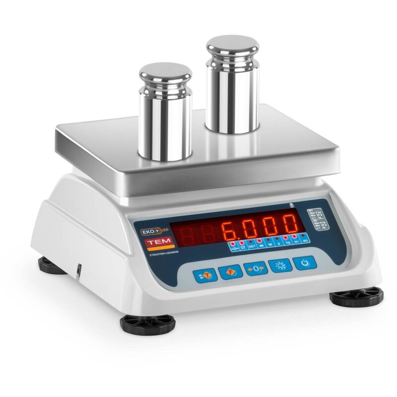 foto del prodotto tem bilancia da tavolo di controllo tarata led 3 kg 1 g 6 kg 2 g led 17 x 22 cm
