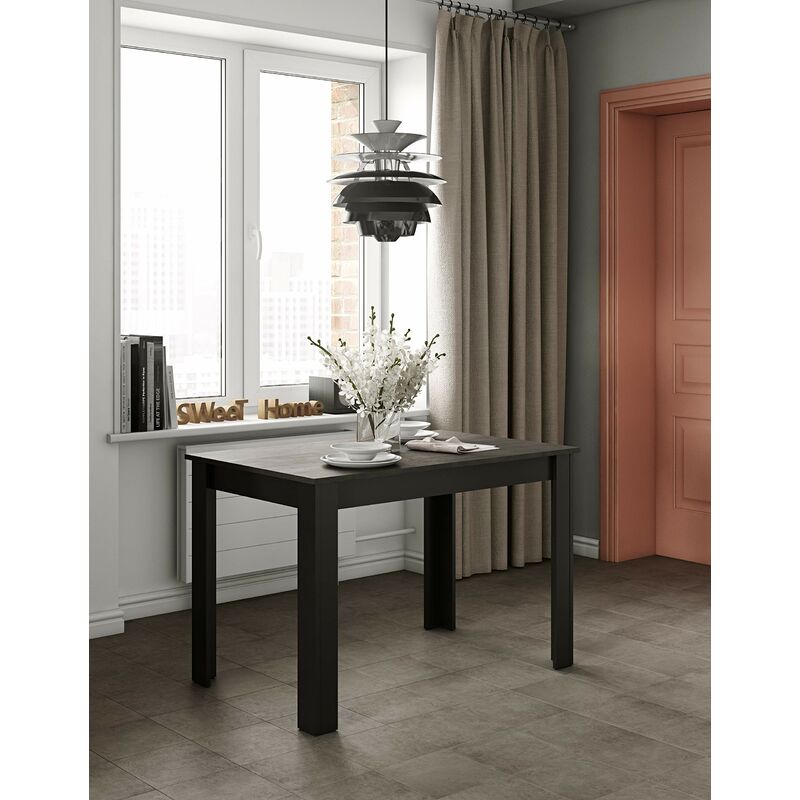 foto del prodotto temahome symbiosis nice, tavolo da pranzo, nero e cemento 110x70x73,1 cm