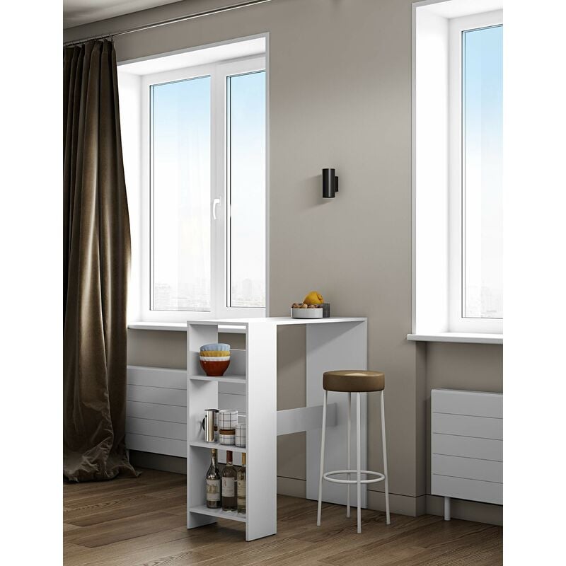 foto del prodotto temahome tavolo da bar gavarnie, particle board, bianco white , 94 x 40 x 101 cm