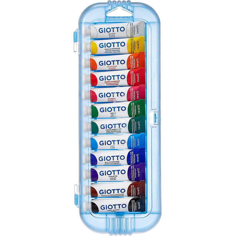 foto del prodotto tempera extra fine multicolore 12 tubetti da 7.5 ml colori per pittura - giotto