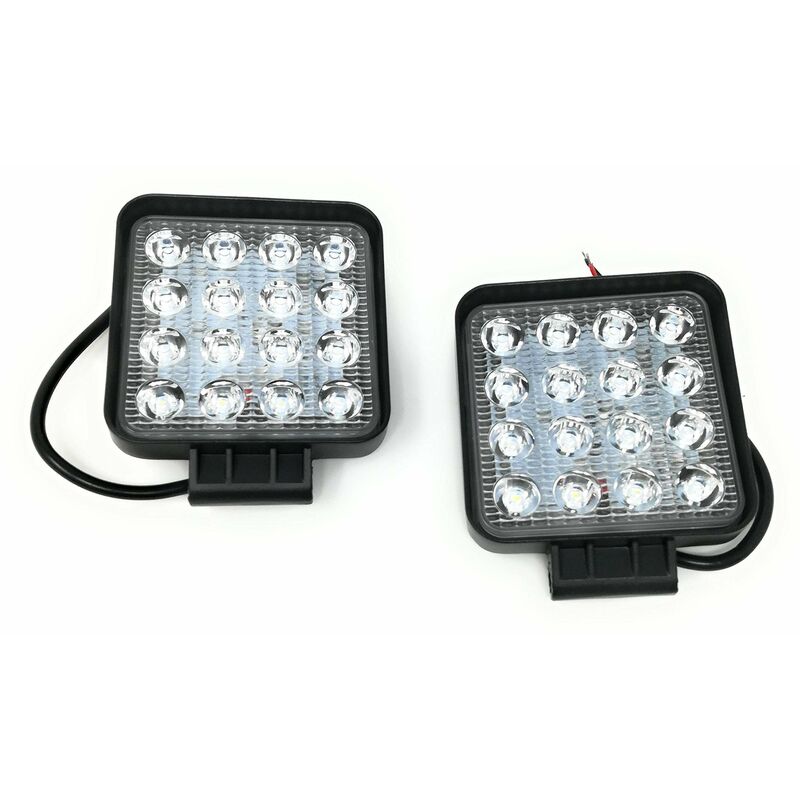 foto del prodotto tempo di saldi 2 fari 48w quadrato, faretto led da lavoro, 16 led da 3w, di profondit , auto, barca, multicolore, 2 pezzi