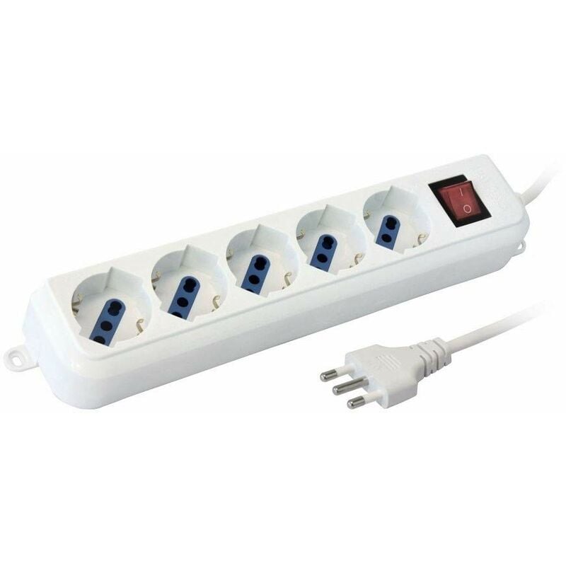 foto del prodotto tempo di saldi ciabatta multipresa elettrica con 5 posti schuko con interruttore per accensione