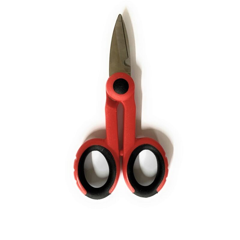 foto del prodotto tempo di saldi forbici da elettricista isolanti con lame micro dentate ed incavo spella fili