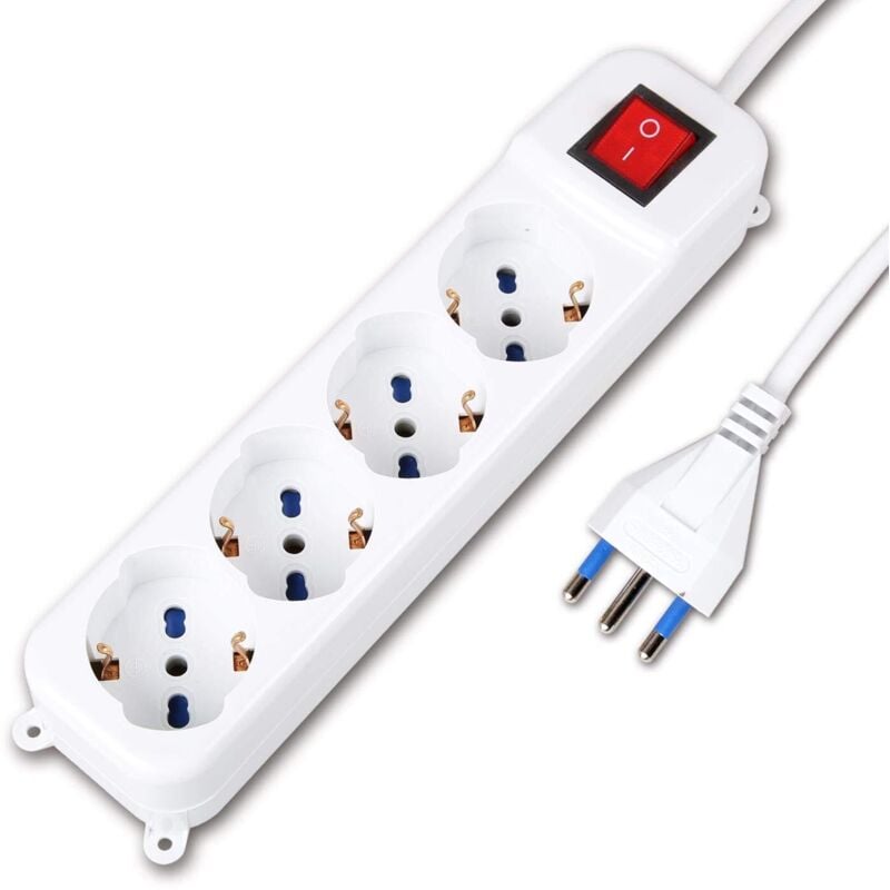 foto del prodotto tempo di saldi multipresa ciabatta elettrica con 4 posti prese schuko 10 16a 5 interruttori on off indipendente cavo da 1,5 metri