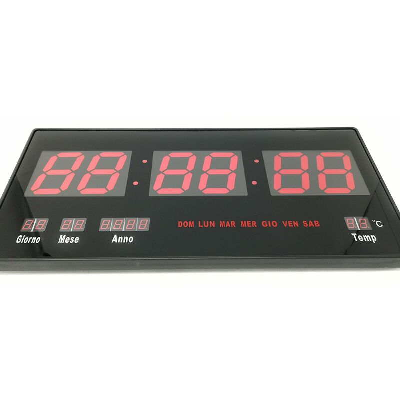 foto del prodotto tempo di saldi orologio digitale a led da parete con datario e termostato slim data temperatura