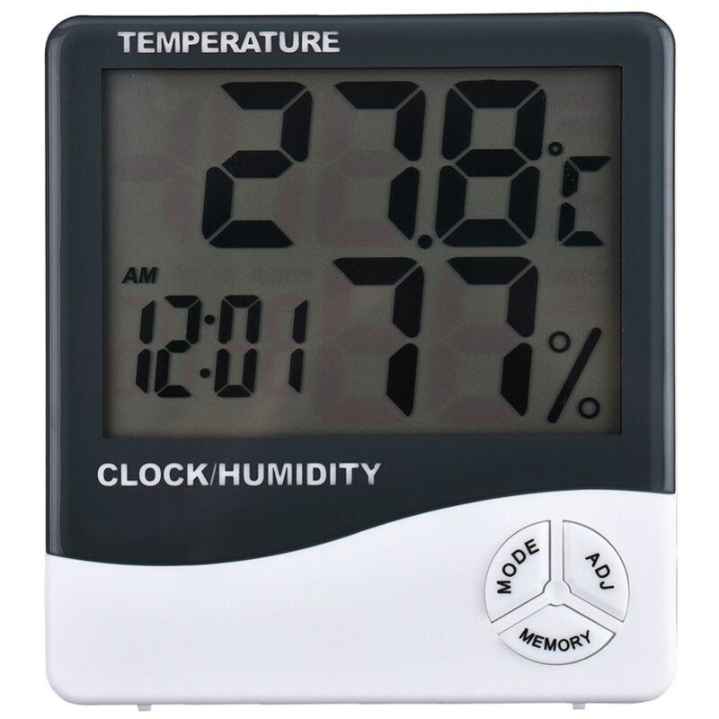 foto del prodotto tempo di saldi termometro igrometro orologio digitale data con display lcd 12 24 ore allarme