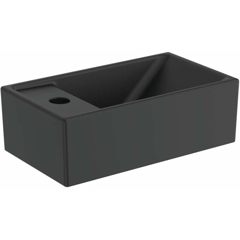 foto del prodotto tempo lavamani 37x21 cm, senza troppopieno, foro per miscelatore a sx, nero e2113v3 ideal standard