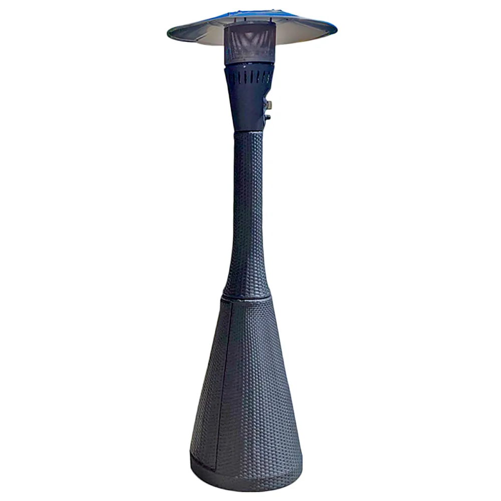 foto del prodotto tempo style - fungo riscaldante per esterno pronto all'uso habitat nero, polyrattan ed acciaio 10kw per riscaldare fino a 50 m da 15 a 40h di funzionamento