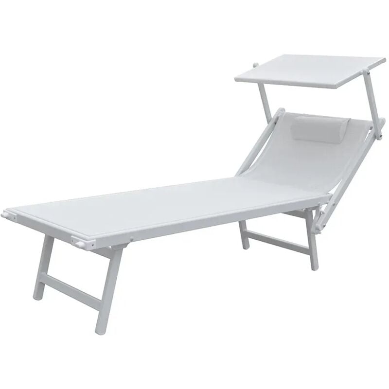 foto del prodotto tempo style lettino prendisole bianco con parasole e telaio bianco