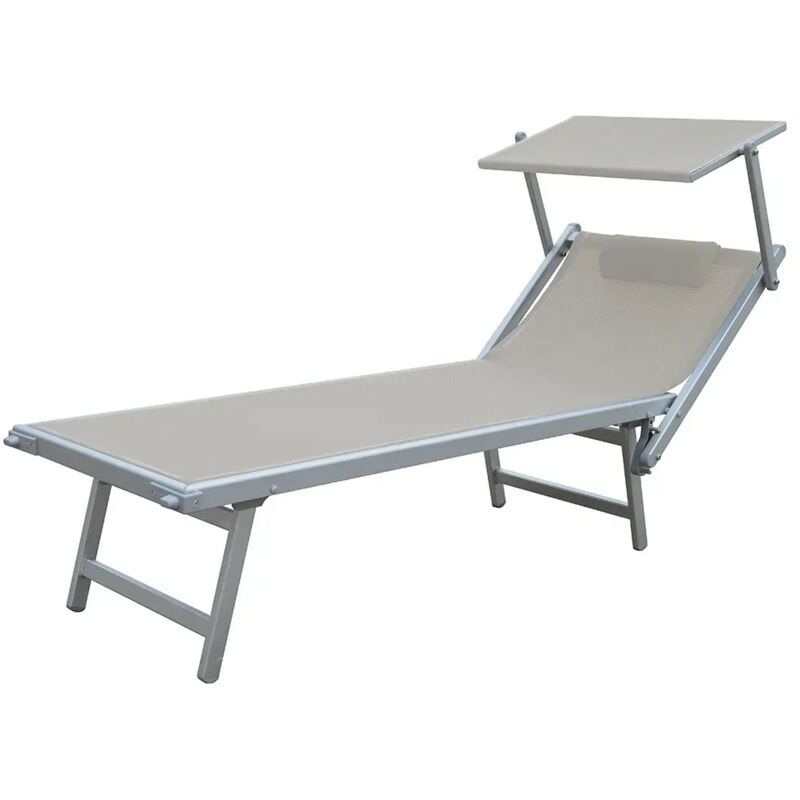 foto del prodotto tempo style lettino prendisole grigio con parasole e telaio alluminio