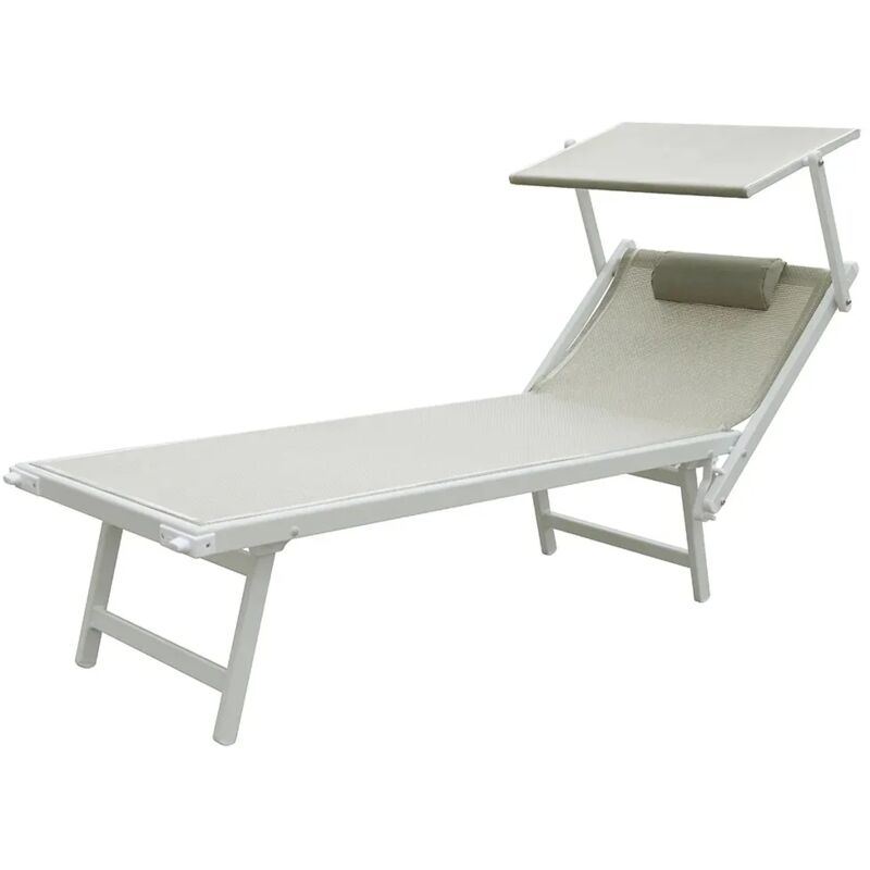 foto del prodotto tempo style lettino prendisole grigio con parasole e telaio bianco