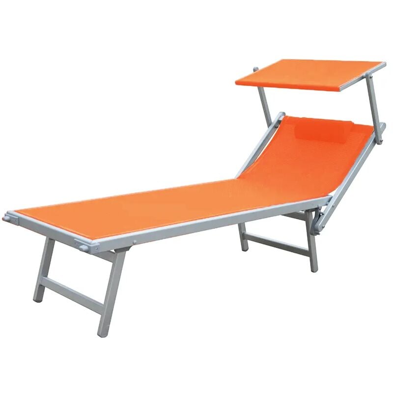 foto del prodotto tempo style lettino prendisole terracotta con parasole e telaio bianco