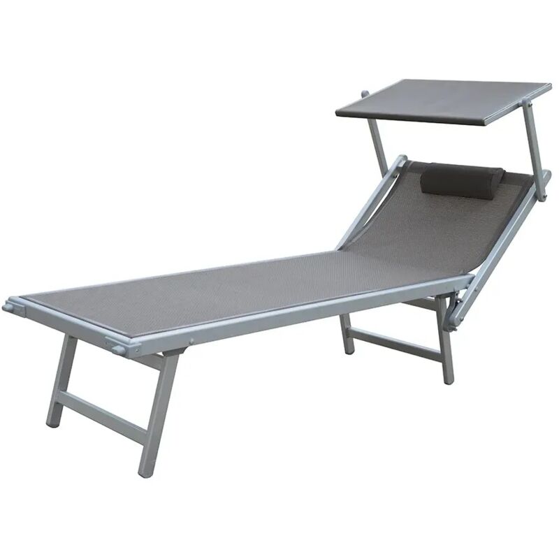 foto del prodotto tempo style lettino prendisole tortora con parasole e telaio alluminio