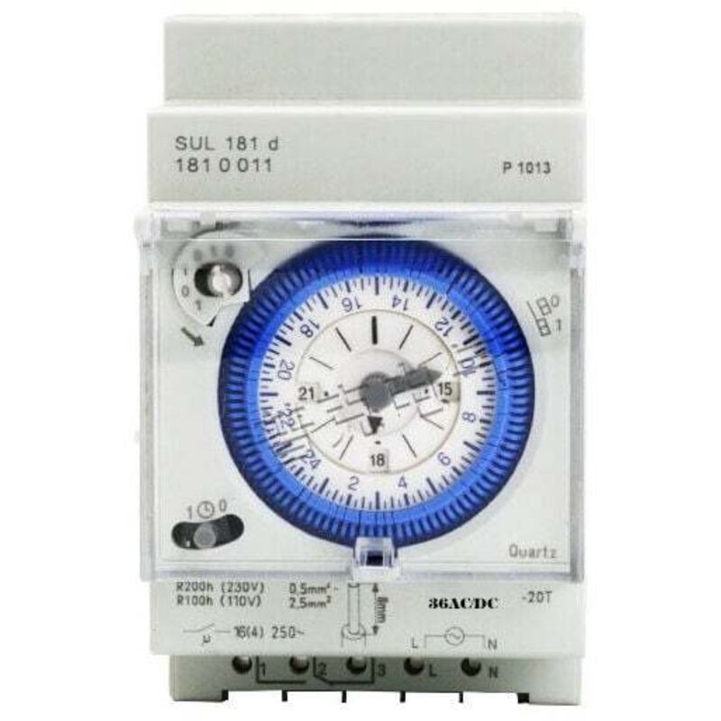 foto del prodotto temporizzatore analogico con motore sincrono e programma giornaliero, timer, 48vac dc