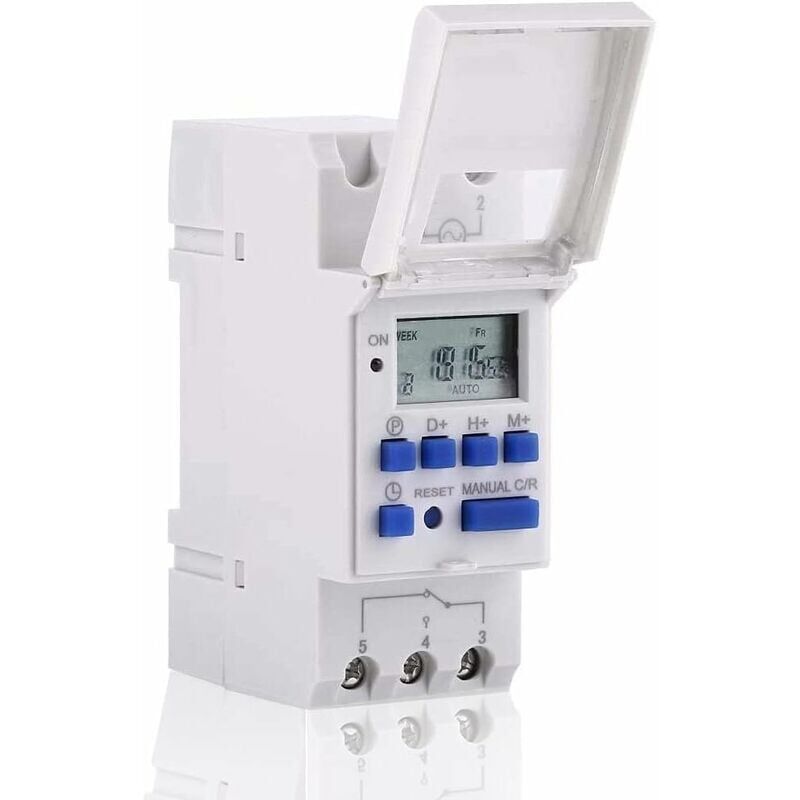 foto del prodotto temporizzatore digitale lcd programmabile settimanale con 16 programmi on off, interruttore orario 220v