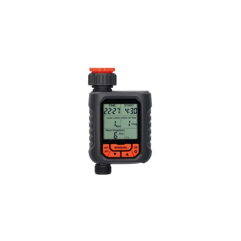 foto del prodotto temporizzatore digitale per irrigazione 2xlr6 aa non inclusi ip54 157x94mm in policarbonato rosso e nero