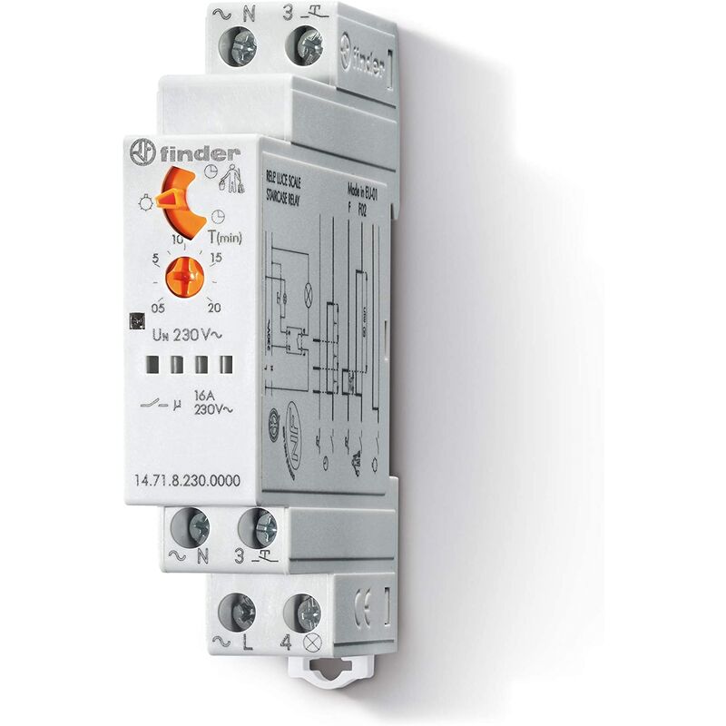 foto del prodotto temporizzatore luce scale 3 funzioni 16a per impianti 3 4 fili tipo 14.71 finder