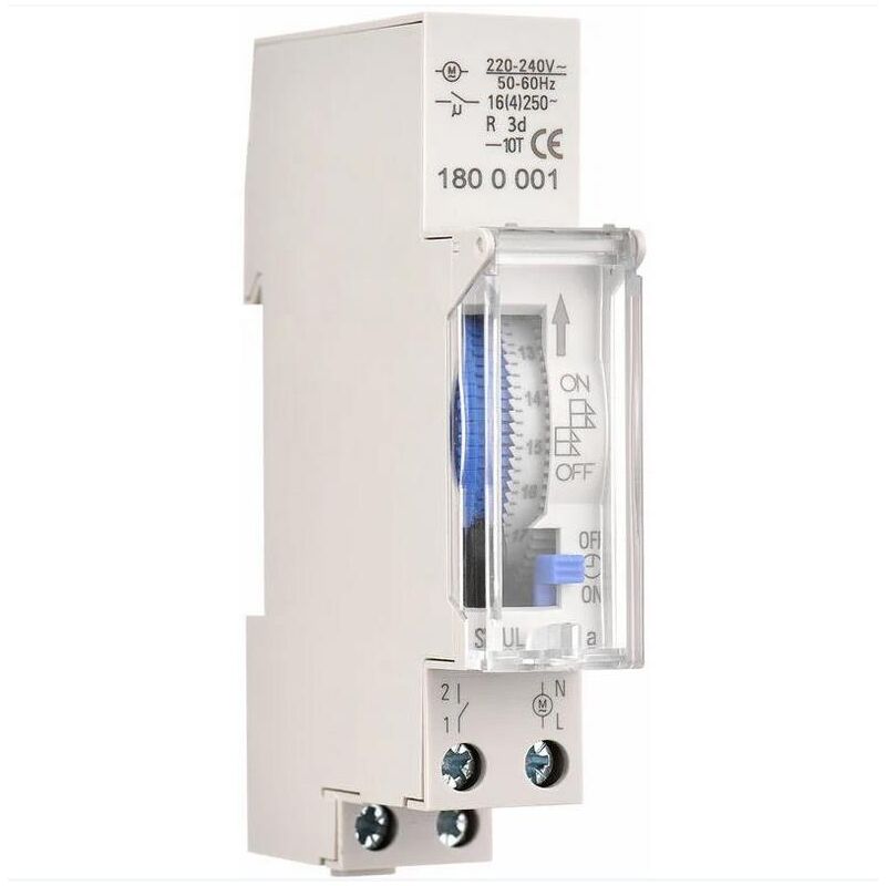 foto del prodotto temporizzatore meccanico 24 ore temporizzatore minimo 15 minuti montaggio su guida batteria integrata, sul180a ac220 240v grigio sul180a ac220 240v