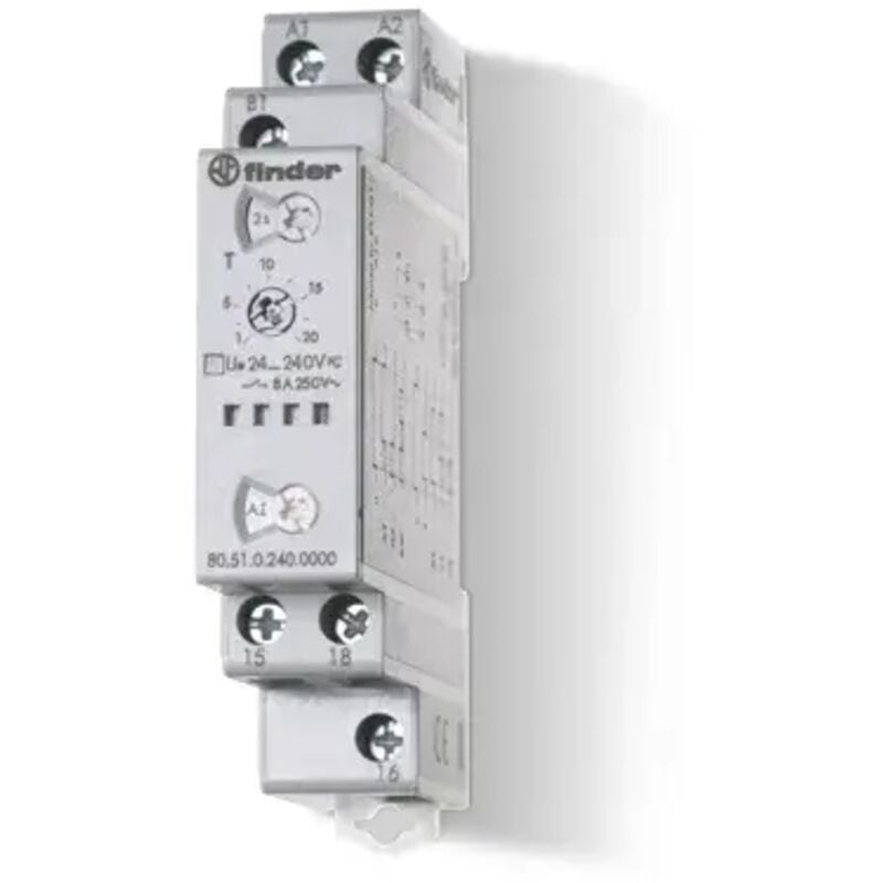 foto del prodotto temporizzatore modulare multifunzione 1 scambio 8a multitensione 17 265v ac dc finder 805102400000