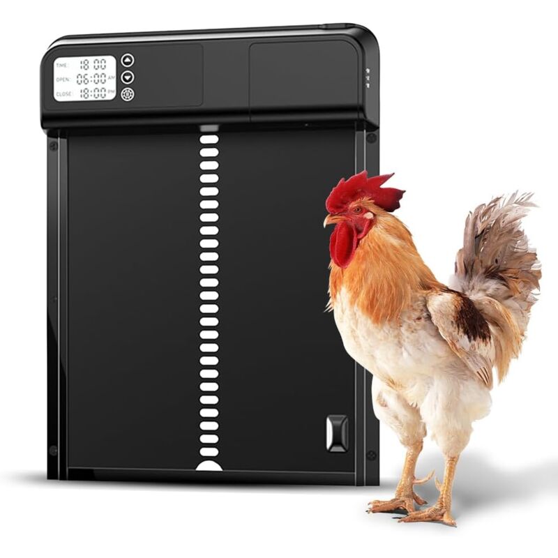 foto del prodotto temporizzazione automatica della porta del pollaio e interruttore manuale ipx3 della porta intelligente del pollaio per porte in alluminio per polli
