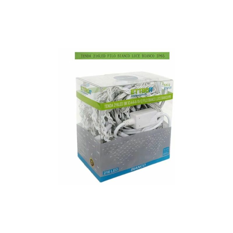foto del prodotto tenda 216led 5m x3 4 6 8 10 12 filo bianco luce bianco ip65