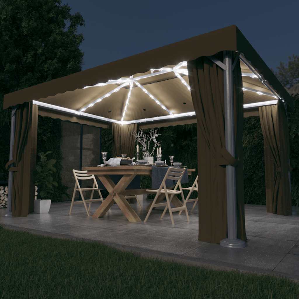 foto del prodotto tenda 4x3 m luce led ghirlanda taupeparasol arl tenda da esterno tavola mobili da esterno forniture per la casa decorazione
