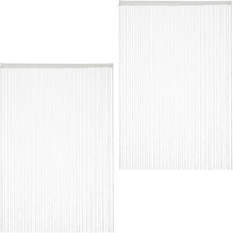 foto del prodotto tenda a fili, accorciabile, set da 2, hxl 145 x 245 cm, porte e finestre, frange, separ e divisorio, bianco relaxdays